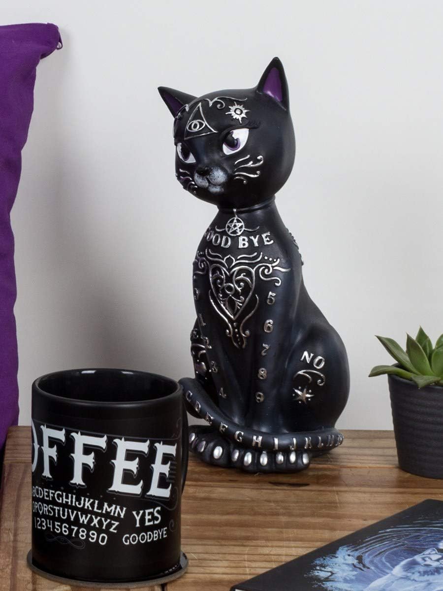 Nemesis Now Mystic Kitty Figurine 26cm, Resin, Black, Spirit Board Cat, Baroque Design Planchette, Cast in the Finest Resin, Painstakingly Hand-Painted