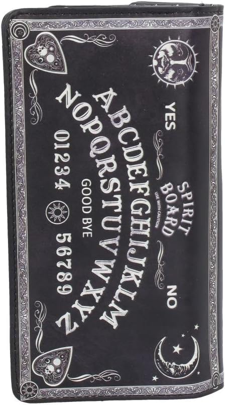 Nemesis Now Spirit Board Embossed Ouija Purse 19cm, PU Leather, Black, Classic Black and White Spirit Board Pattern, Magical and Stylish, Beautiful Embossed Detailing