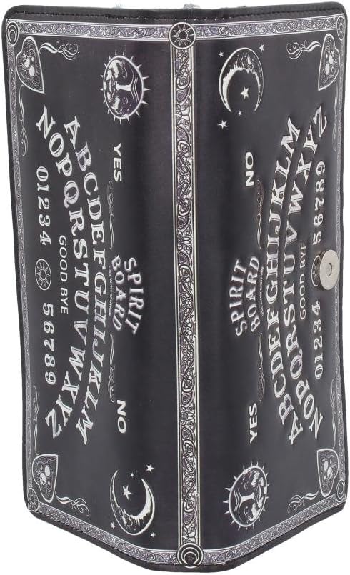 Nemesis Now Spirit Board Embossed Ouija Purse 19cm, PU Leather, Black, Classic Black and White Spirit Board Pattern, Magical and Stylish, Beautiful Embossed Detailing