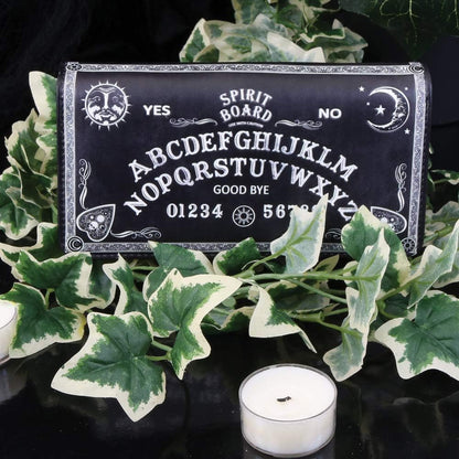 Nemesis Now Spirit Board Embossed Ouija Purse 19cm, PU Leather, Black, Classic Black and White Spirit Board Pattern, Magical and Stylish, Beautiful Embossed Detailing