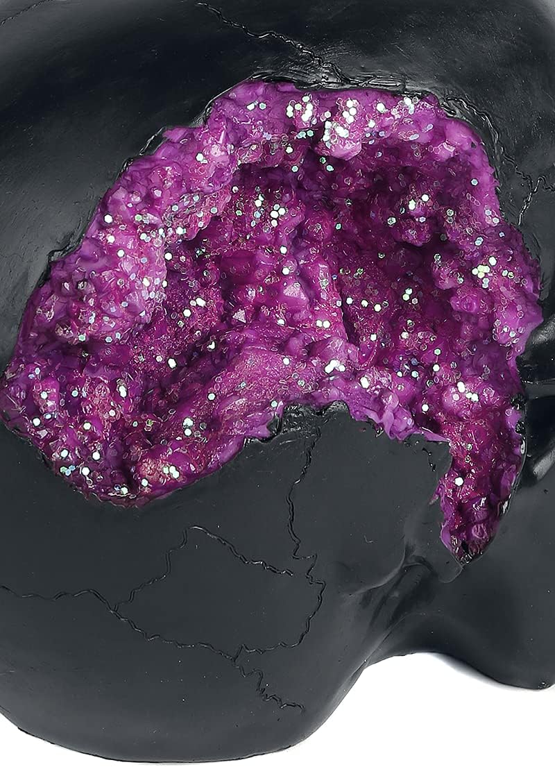 Nemesis Now Geode Skull - Figura Decorativa (Resina, 17 cm), Color Negro y Morado