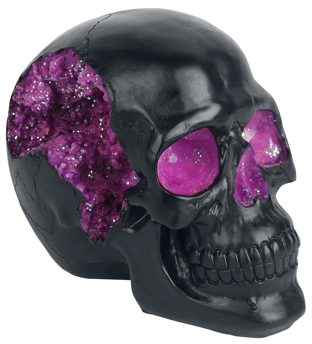 Nemesis Now Geode Skull - Figura Decorativa (Resina, 17 cm), Color Negro y Morado