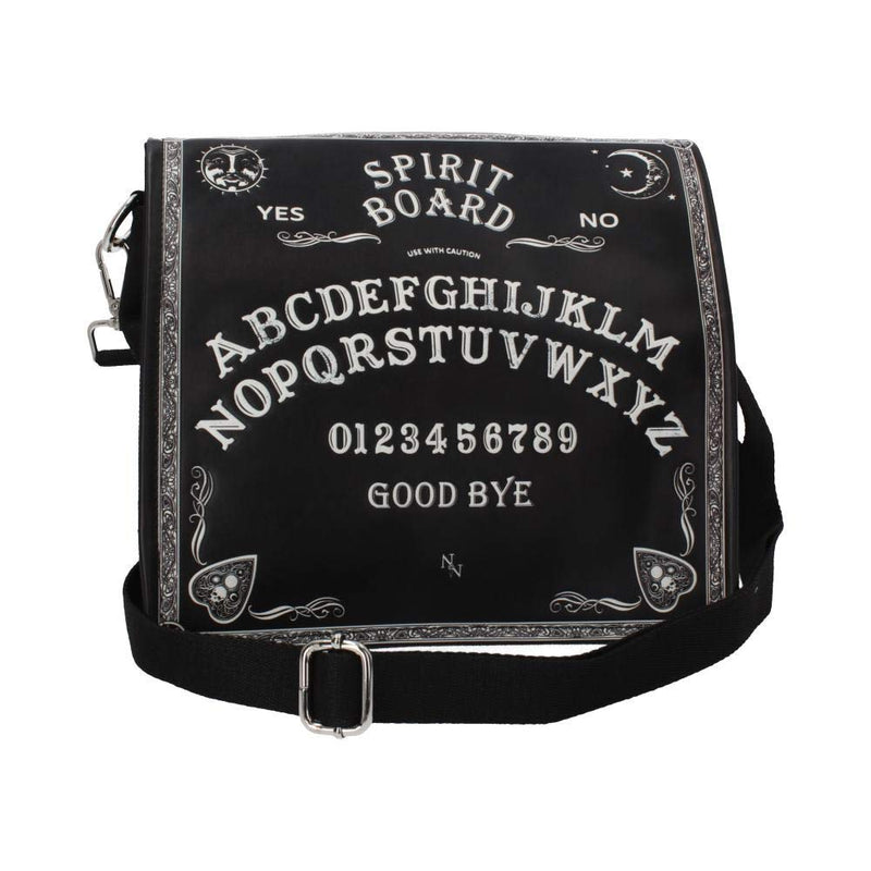 Nemesis Now Spirit Board Unisex Mochila Bandolera negro-blanco, Nemesis Now B4369M8 Spirit Board Borsa a tracolla, motivo con tavola ouija, 27 cm, colore Nero, in poliuretano e tela, Nemesis Now B4369M8 Sac à bandoulière en similicuir et toile - Imprimé d