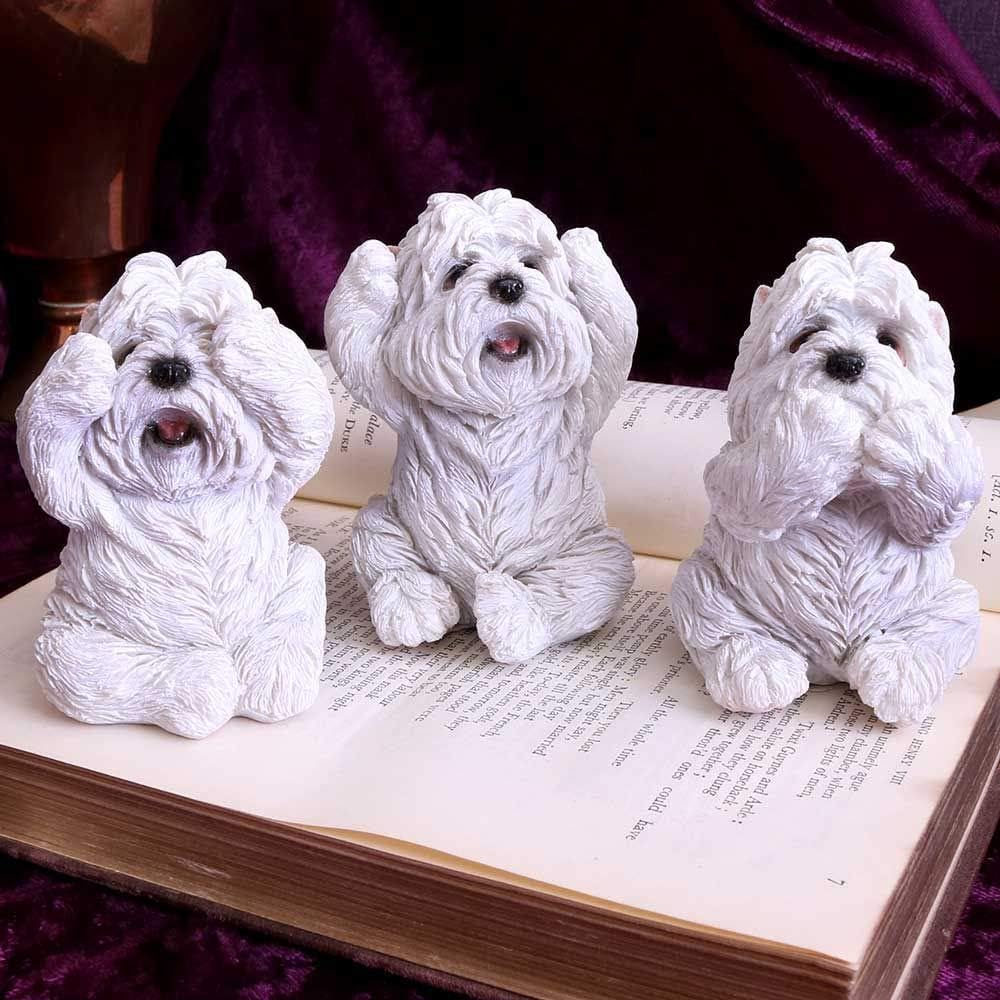 Nemesis Now Three Wise Westies Figurines, White, 8cm, U4461N9