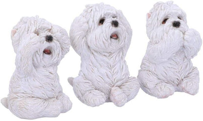 Nemesis Now Three Wise Westies Figurines, White, 8cm, U4461N9