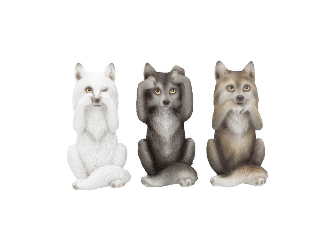Nemesis Now B4472N9 Three Wise Wolves 10cm Figurine, Resin, Grey, One Size
