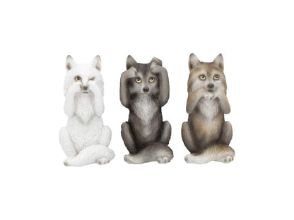 Nemesis Now B4472N9 Three Wise Wolves 10cm Figurine, Resin, Grey, One Size