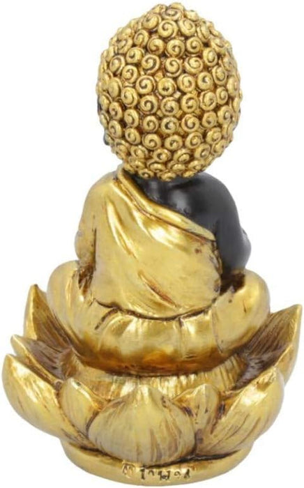 Black & Gold Baby Buddha Backflow Incense Burner 10.3Cm