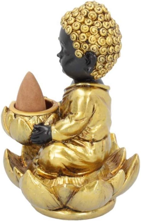 Black & Gold Baby Buddha Backflow Incense Burner 10.3Cm
