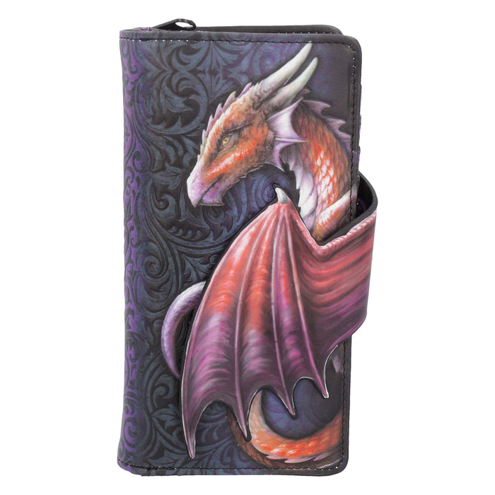 Nemesis Now Take Flight Embossed Purse Spacious Blue Dragon Wallet, 18.5cm, PU Leather, Red/Black, Intricate Baroque Designs, Wing Opening Purse, Multiple Card Slots & Zipped Coin Compartment