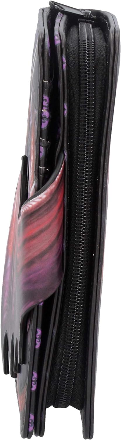 Nemesis Now Take Flight Embossed Purse Spacious Blue Dragon Wallet, 18.5cm, PU Leather, Red/Black, Intricate Baroque Designs, Wing Opening Purse, Multiple Card Slots & Zipped Coin Compartment