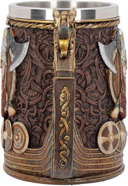Nemesis Now Drakkar Viking Dragon Boat Tankard 15cm, Resin w. Stainless Steel, Painted, 1 Count (Pack of 1