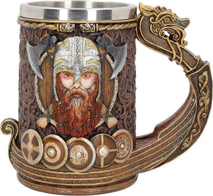 Nemesis Now Drakkar Viking Dragon Boat Tankard 15cm, Resin w. Stainless Steel, Painted, 1 Count (Pack of 1