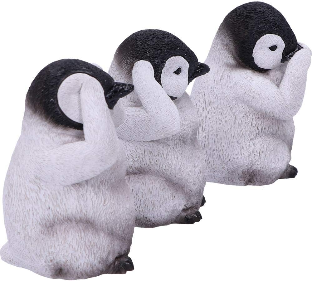 Nemesis Now U4921R0 See No, Hear No, Speak No Evil Emperor Penguin Chick Figurines, Grey, One Size