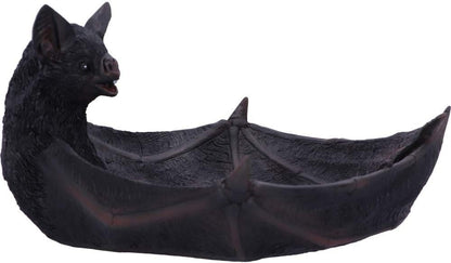 Nemesis Now Winged Watcher Bat Trinket Holder Jewellery Dish, Polyresin, Black