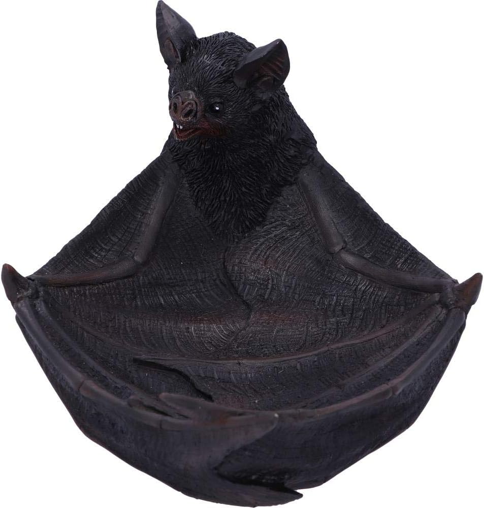 Nemesis Now Winged Watcher Bat Trinket Holder Jewellery Dish, Polyresin, Black