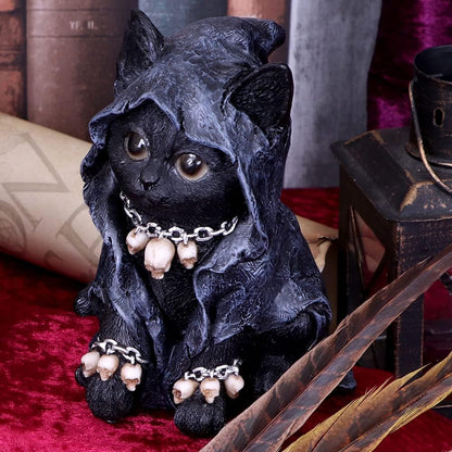 Nemesis Now Feline Cloaked Grim Reaper Cat Figurine, Polyresin, Black, 16cm
