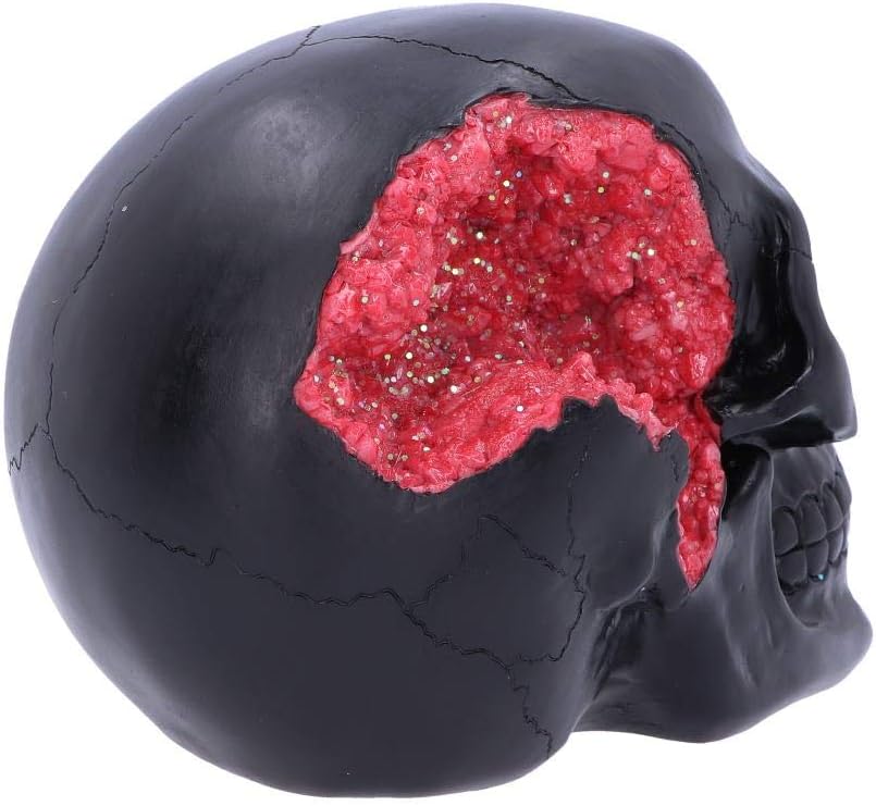 Nemesis Now Adorno de Calavera de Terror, polirresina, geoda Negra y roja, 17 cm