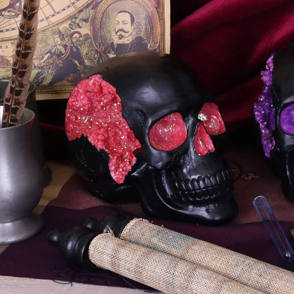 Nemesis Now Adorno de Calavera de Terror, polirresina, geoda Negra y roja, 17 cm