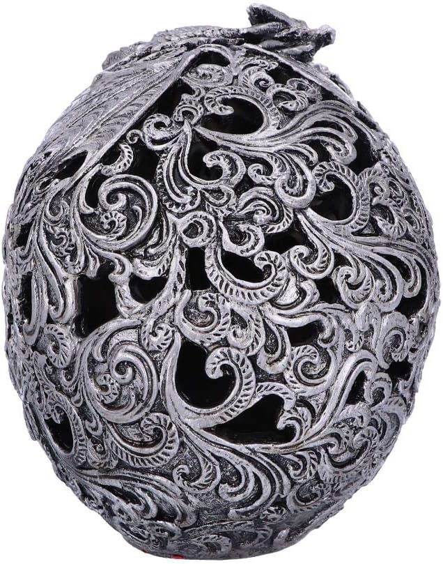 Nemesis Now Silver Cranial Drakos Engraved Dragon Skull Ornament, Polyresin, One Size