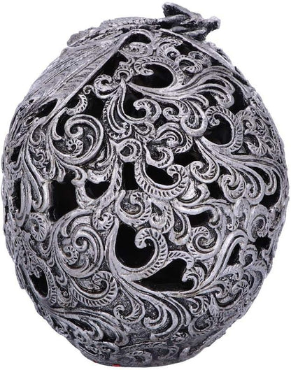 Nemesis Now Silver Cranial Drakos Engraved Dragon Skull Ornament, Polyresin, One Size