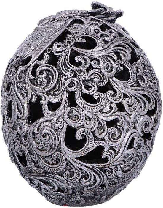 Nemesis Now Silver Cranial Drakos Engraved Dragon Skull Ornament, Polyresin, One Size