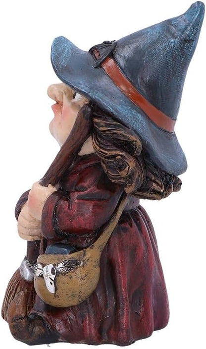 Nemesis Now Toil Small Witch and Broomstick Figurine, Polyresin, Red,9.7cm