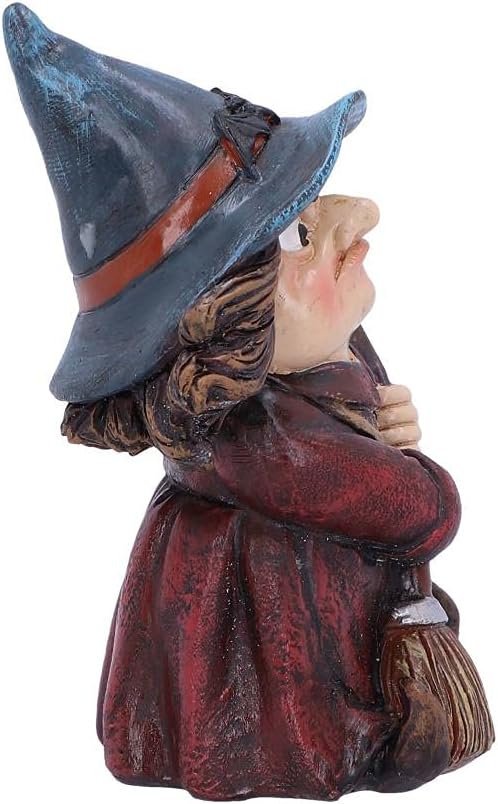Nemesis Now Toil Small Witch and Broomstick Figurine, Polyresin, Red,9.7cm