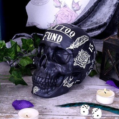Nemesis Now Black and White Traditional Tribal Tattoo Fund Skull Money Box, Polyresin, One Size