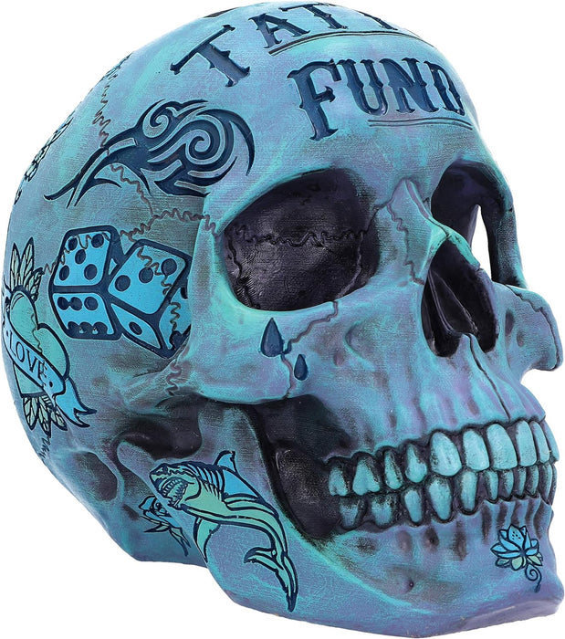 Nemesis Now Aqua Blue Traditional, Tribal Tattoo Fund Skull Adorno de Calavera, Polirresina, Azul, Talla única