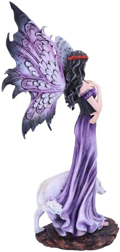 Nemesis Now Amethyst Purple Wolf and Owl Fairy Companion Figurine, Polyresin,39.5cm