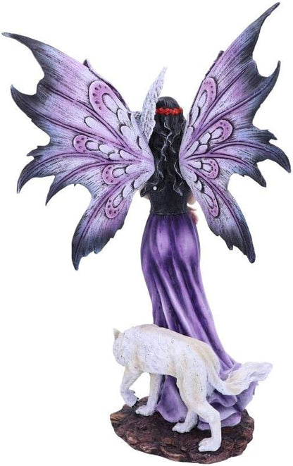 Nemesis Now Amethyst Purple Wolf and Owl Fairy Companion Figurine, Polyresin,39.5cm