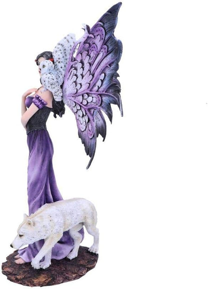 Nemesis Now Amethyst Purple Wolf and Owl Fairy Companion Figurine, Polyresin,39.5cm