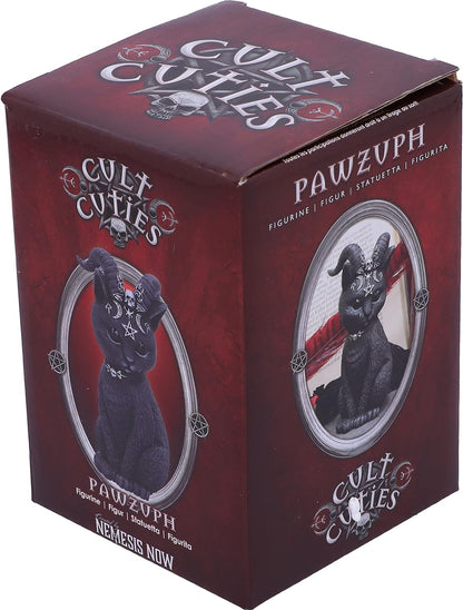 Nemesis Now Pawzuph Horned Okkulte Katze, Polyresin, schwarz und Silber