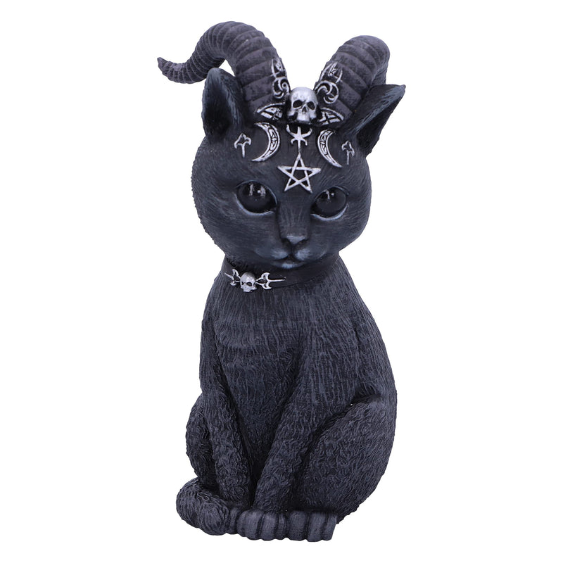 Nemesis Now Pawzuph Horned Okkulte Katze, Polyresin, schwarz und Silber