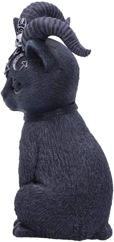 Nemesis Now Pawzuph Horned Okkulte Katze, Polyresin, schwarz und Silber