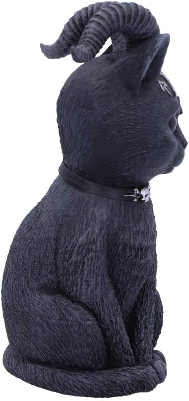 Nemesis Now Pawzuph Horned Okkulte Katze, Polyresin, schwarz und Silber