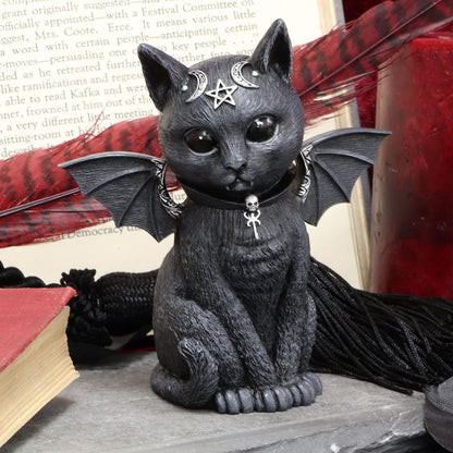 Nemesis Now B5149R0 Malpuss Winged Occult Cat Figurine, Polyresin, Black and Silver