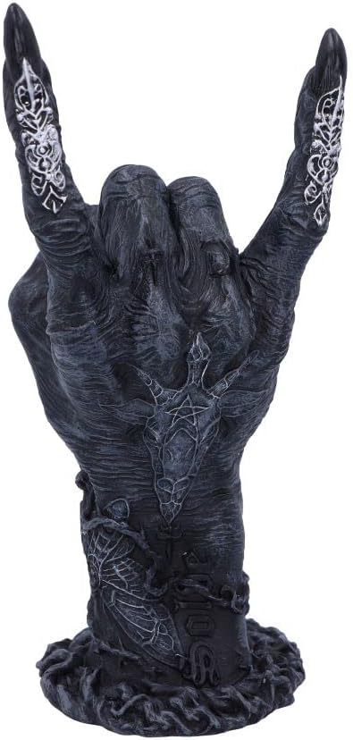 Nemesis Now B5159R0 Baphomet's Horns Horror Hand Figurine, polyresin, Black and Silver