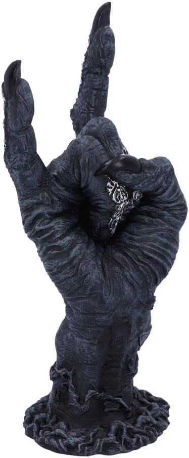 Nemesis Now B5159R0 Baphomet's Horns Horror Hand Figurine, polyresin, Black and Silver