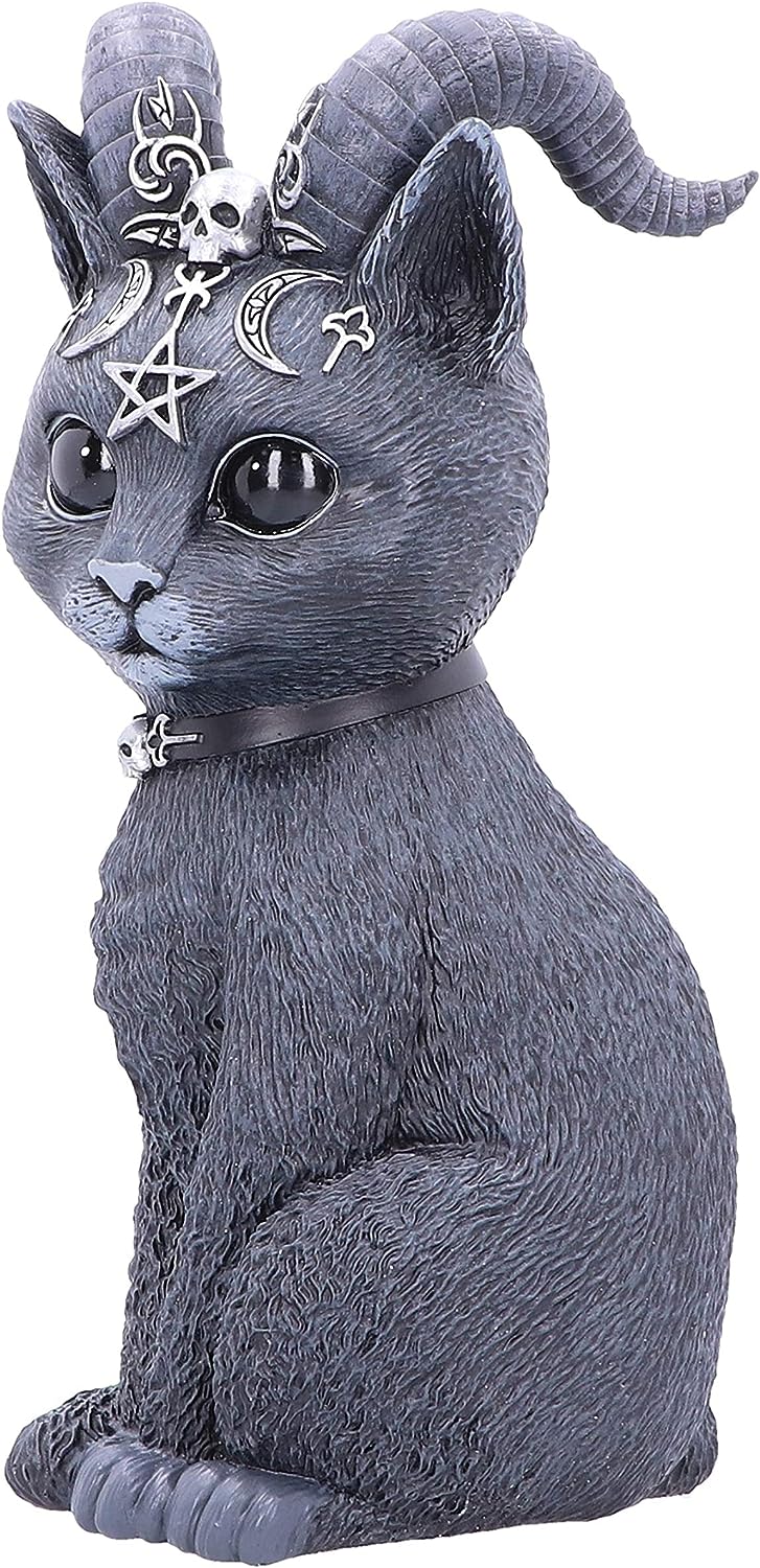 Nemesis Now Large Pawzuph Horned Occult Cat Figurine, Black, 26.5cm