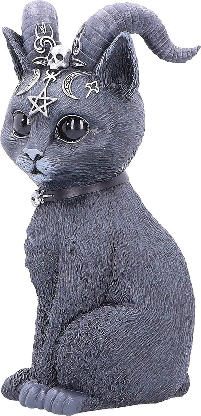 Nemesis Now Large Pawzuph Horned Occult Cat Figurine, Black, 26.5cm