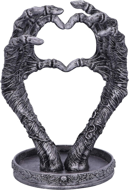 Nemesis Now Gothic Mummified Love Heart Hands Jewellery Dish Holder, Silver, 22cm
