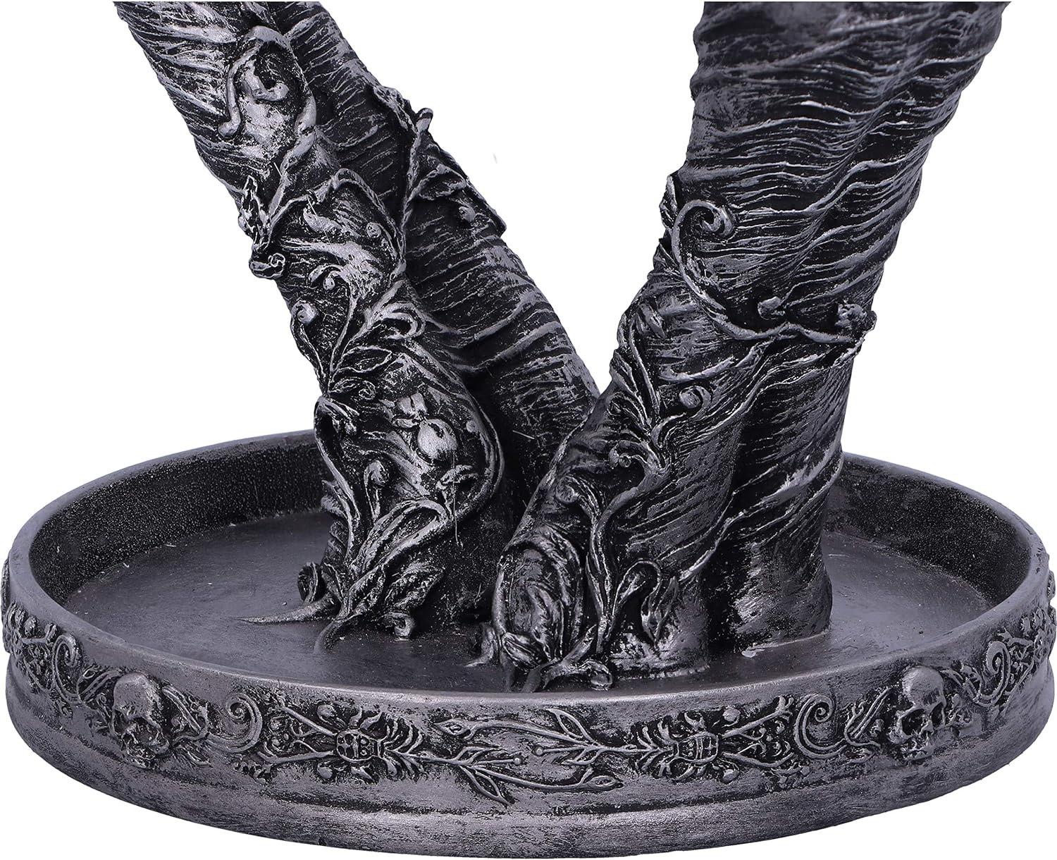 Nemesis Now Gothic Mummified Love Heart Hands Jewellery Dish Holder, Silver, 22cm
