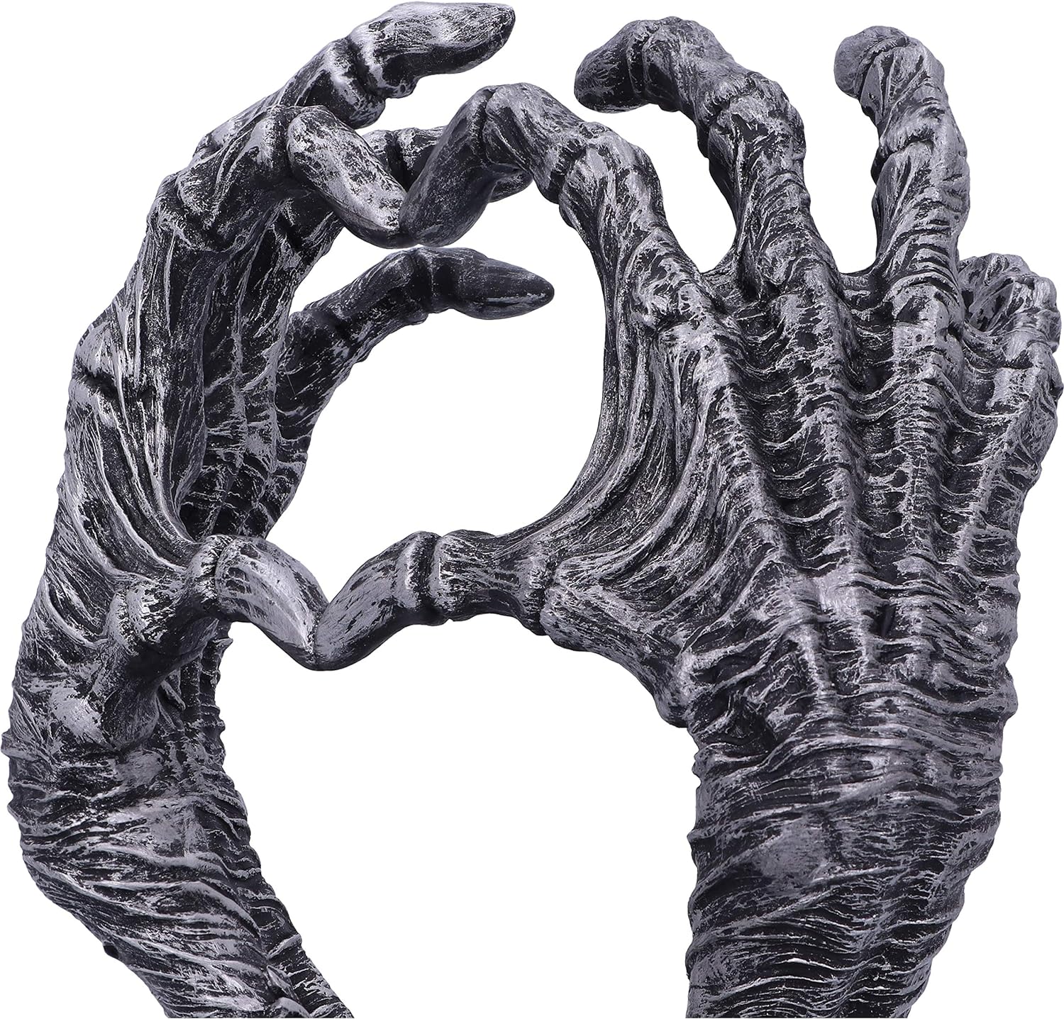 Nemesis Now Gothic Mummified Love Heart Hands Jewellery Dish Holder, Silver, 22cm