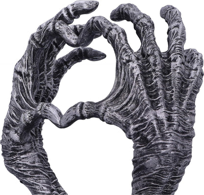 Nemesis Now Gothic Mummified Love Heart Hands Jewellery Dish Holder, Silver, 22cm
