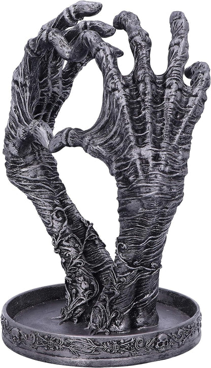 Nemesis Now Gothic Mummified Love Heart Hands Jewellery Dish Holder, Silver, 22cm