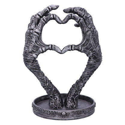 Nemesis Now Gothic Mummified Love Heart Hands Jewellery Dish Holder, Silver, 22cm