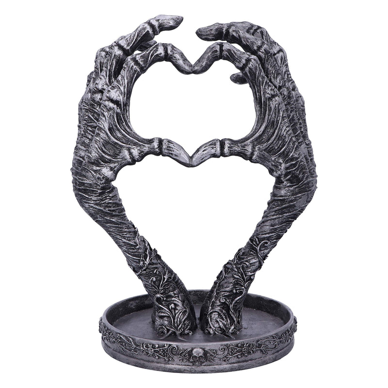 Nemesis Now Gothic Mummified Love Heart Hands Jewellery Dish Holder, Silver, 22cm