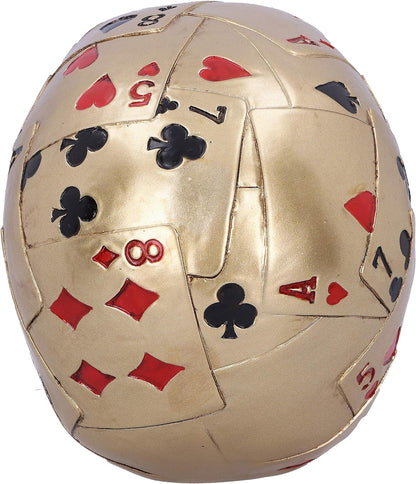 Nemesis Now Dead Mans Hand Golden Playing Card Skull Ornament,15cm